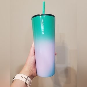 Starbucks 2022 Teal and Purple ombre spray paint Venti Tumbler